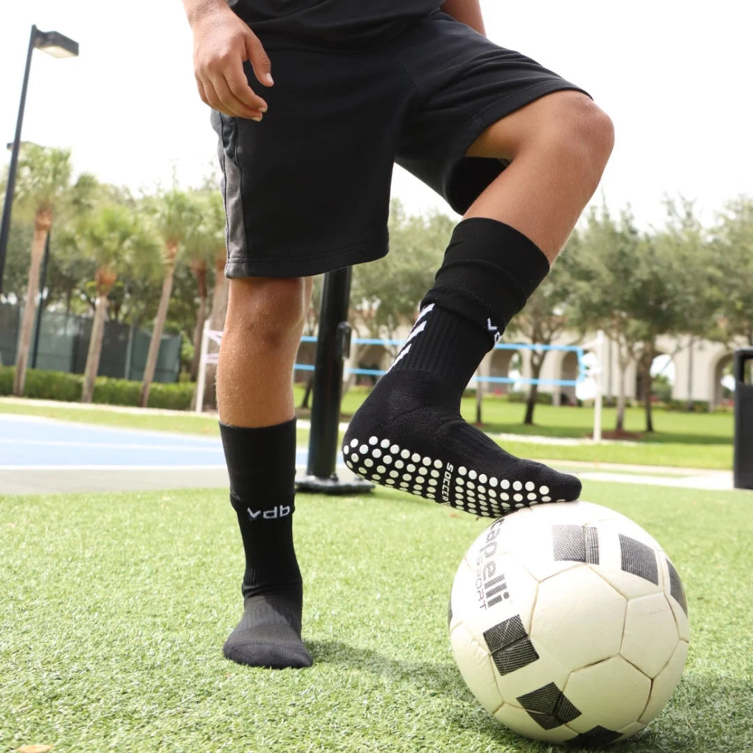 Black Pro Knee-High Grip Socks for Kids